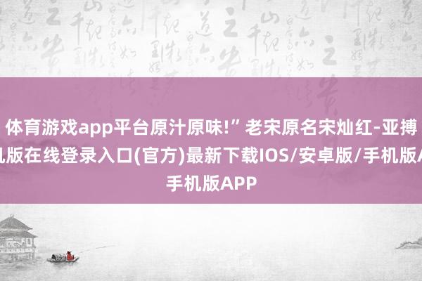 体育游戏app平台原汁原味!”老宋原名宋灿红-亚搏手机版在线登录入口(官方)最新下载IOS/安卓版/手机版APP