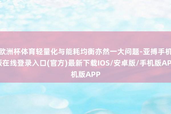 欧洲杯体育轻量化与能耗均衡亦然一大问题-亚搏手机版在线登录入口(官方)最新下载IOS/安卓版/手机版APP