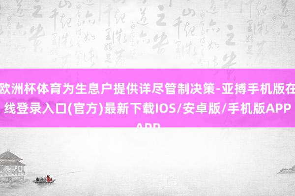 欧洲杯体育为生息户提供详尽管制决策-亚搏手机版在线登录入口(官方)最新下载IOS/安卓版/手机版APP