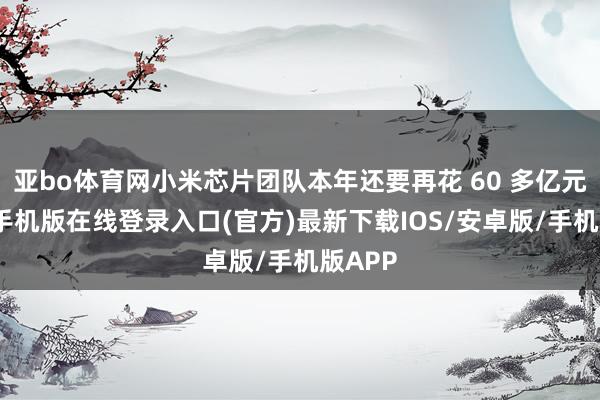 亚bo体育网小米芯片团队本年还要再花 60 多亿元-亚搏手机版在线登录入口(官方)最新下载IOS/安卓版/手机版APP