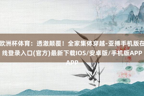 欧洲杯体育：透澈颠覆！全家集体穿越-亚搏手机版在线登录入口(官方)最新下载IOS/安卓版/手机版APP