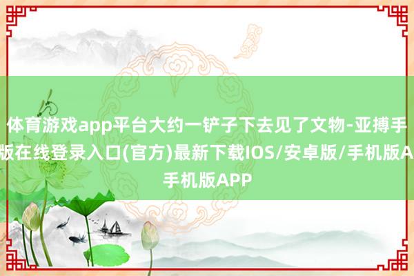 体育游戏app平台大约一铲子下去见了文物-亚搏手机版在线登录入口(官方)最新下载IOS/安卓版/手机版APP