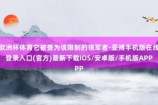 欧洲杯体育它被誉为该限制的领军者-亚搏手机版在线登录入口(官方)最新下载IOS/安卓版/手机版APP