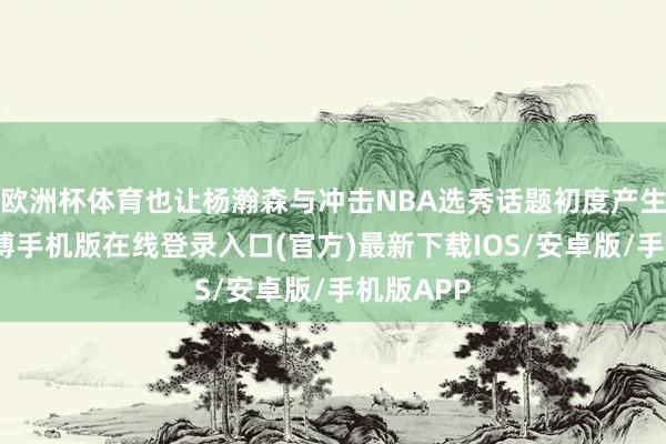 欧洲杯体育也让杨瀚森与冲击NBA选秀话题初度产生联系-亚搏手机版在线登录入口(官方)最新下载IOS/安卓版/手机版APP